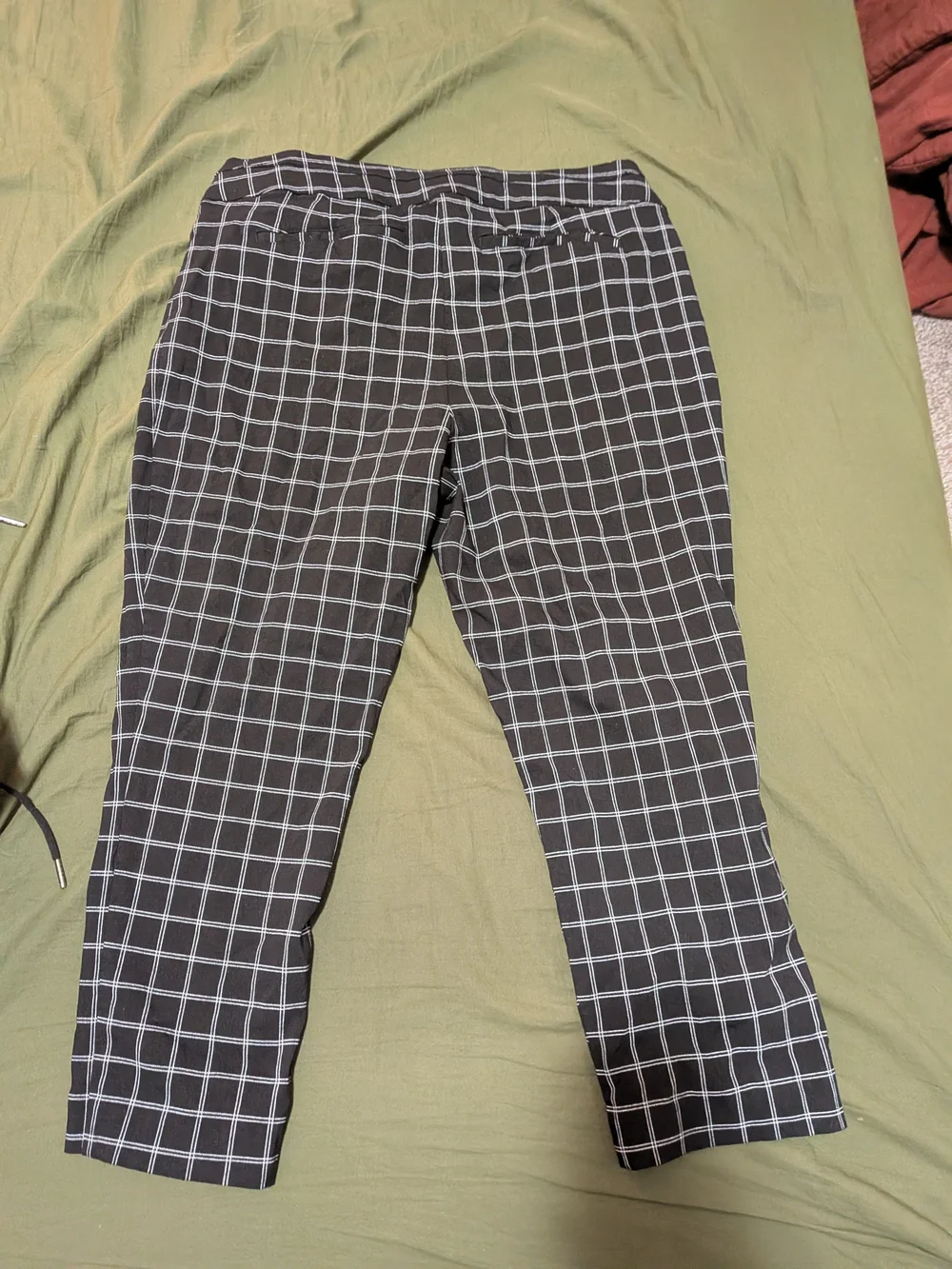 Old Navy Black Cropped Windowpane Ankle Pants
